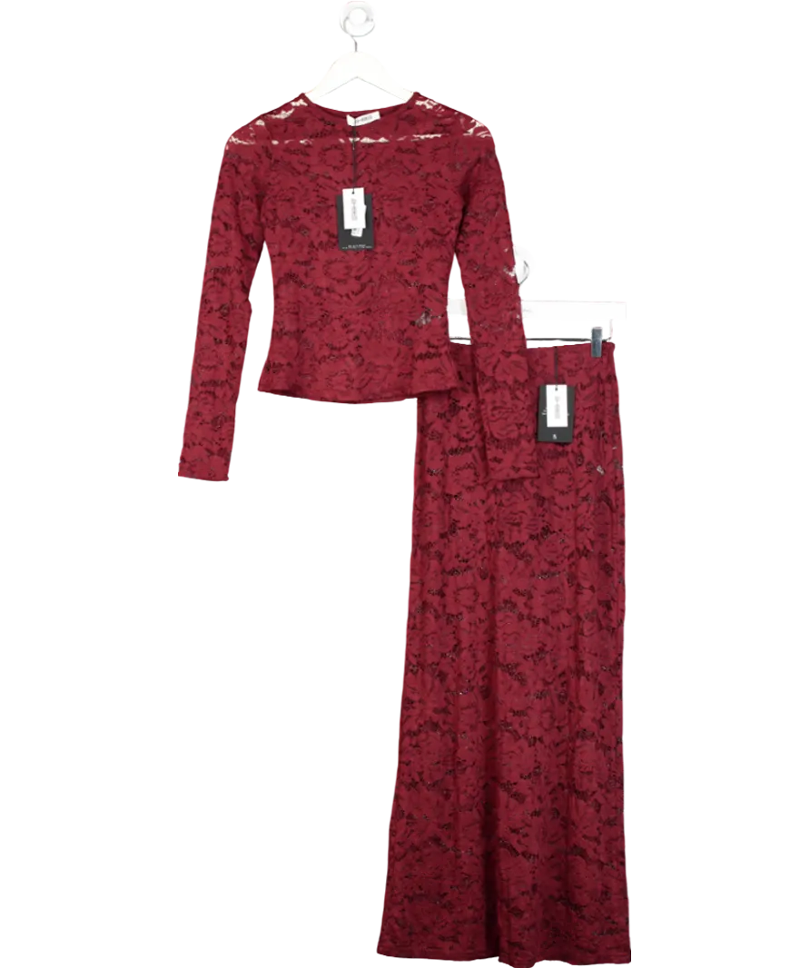 4th & Reckless Red Emery Lace Long Sleeve Top And Emelda Skirt UK 6