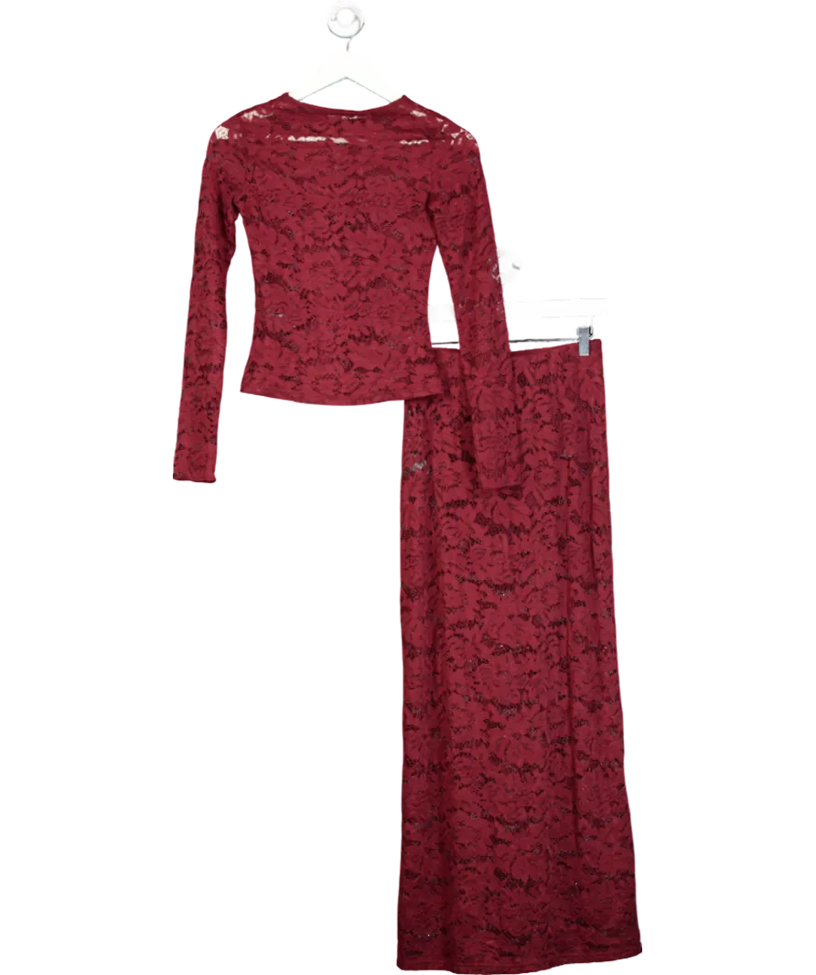 4th & Reckless Red Emery Lace Long Sleeve Top And Emelda Skirt UK 6