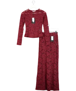 4th & Reckless Red Emery Lace Long Sleeve Top And Emelda Skirt UK 6