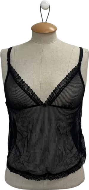 Ann Summers Black Sheer Lace Top UK XS