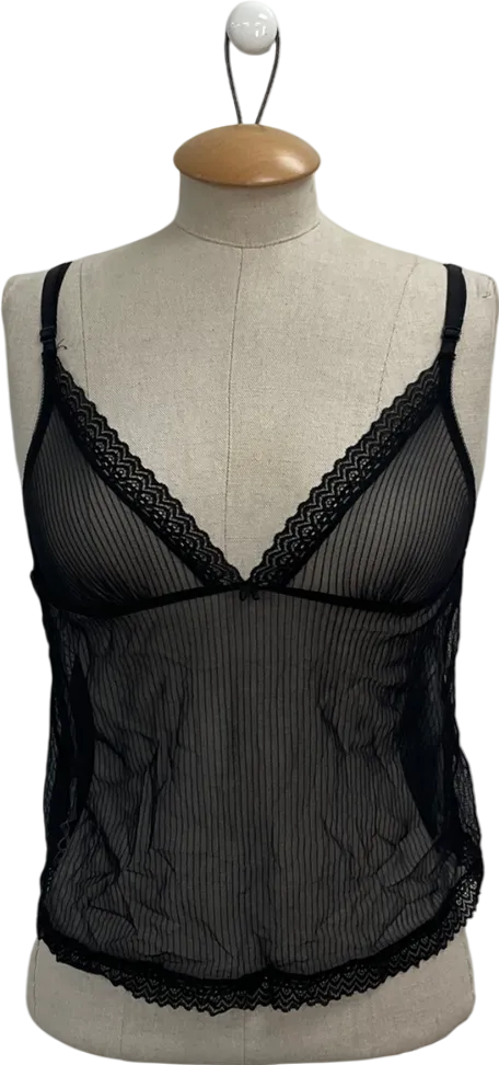 Ann Summers Black Sheer Lace Top UK XS