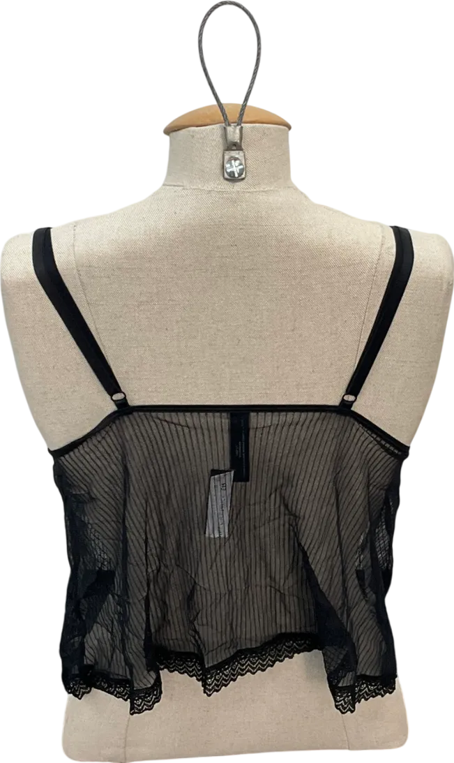 Ann Summers Black Sheer Lace Top UK XS