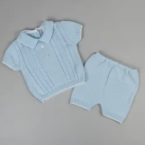 Baby Boys Knitted 2 Piece Outfit - Blue