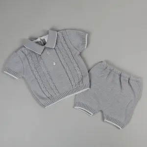 Baby Boys Knitted 2 Piece Outfit - Grey