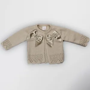 Baby Girls Beige Cardigan With Bows