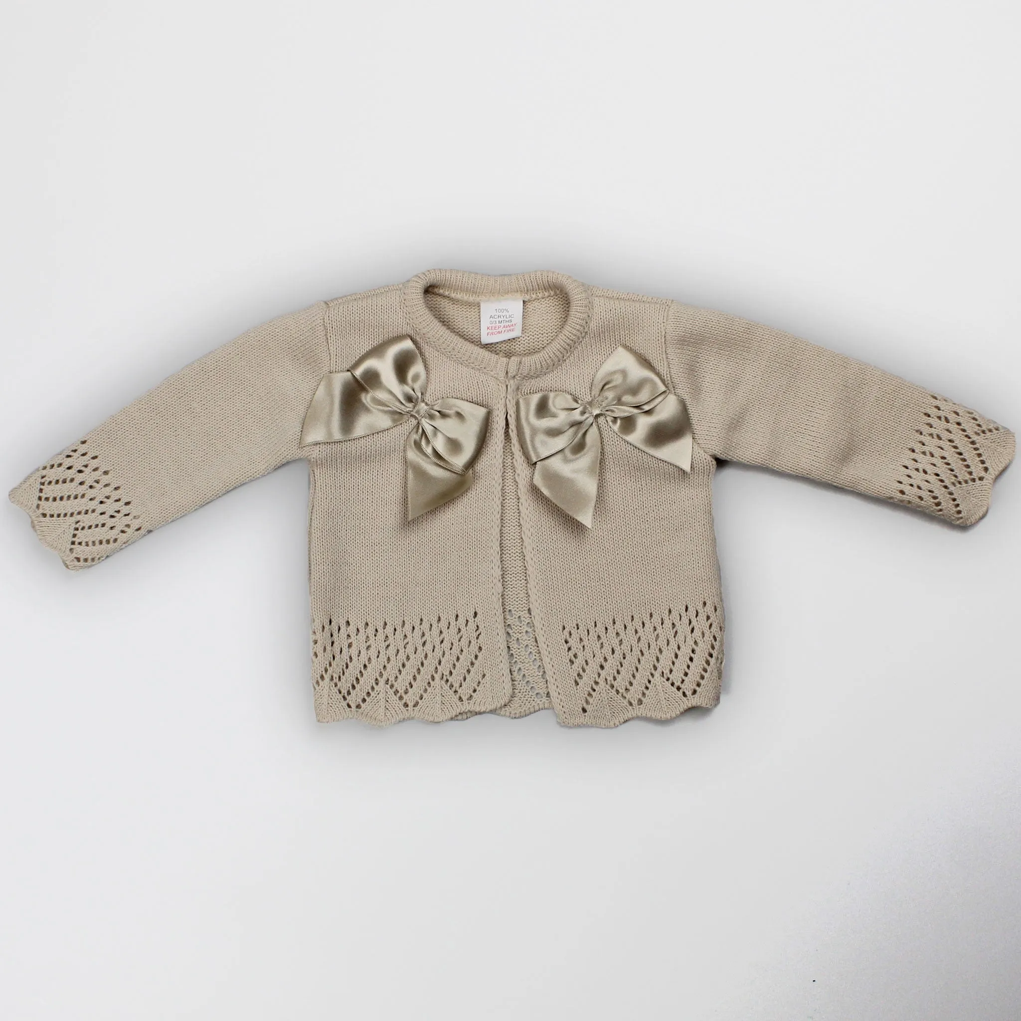 Baby Girls Beige Cardigan With Bows