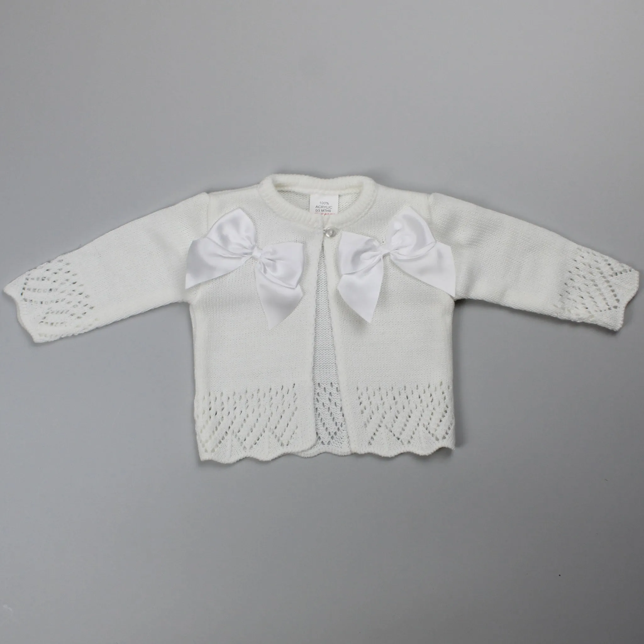 Baby Girls White Cardigan With Bows