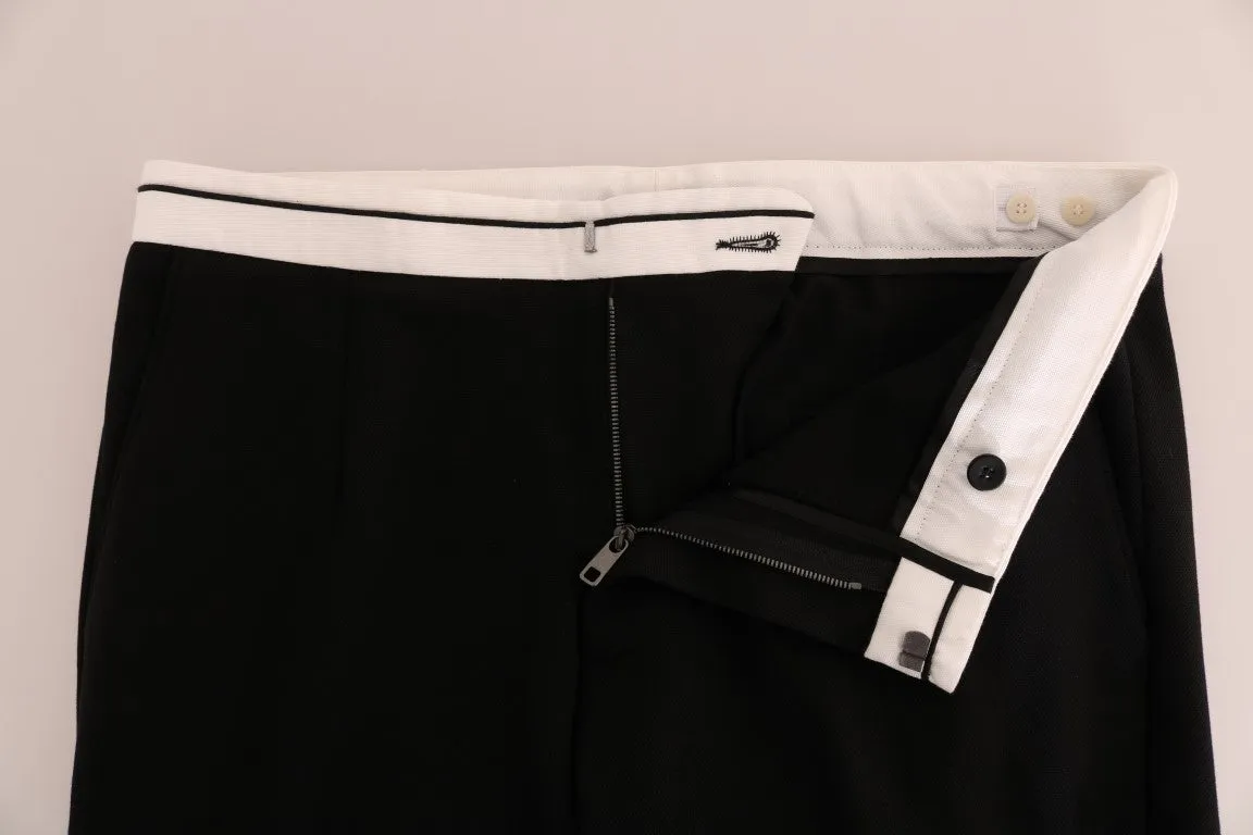 Black Cotton Stretch Casual Slim Pants