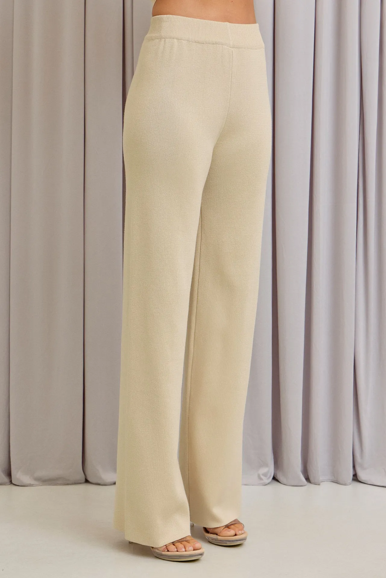 Brielle Knit Crop Asymmetrical Hem Cardigan and Pants Set
