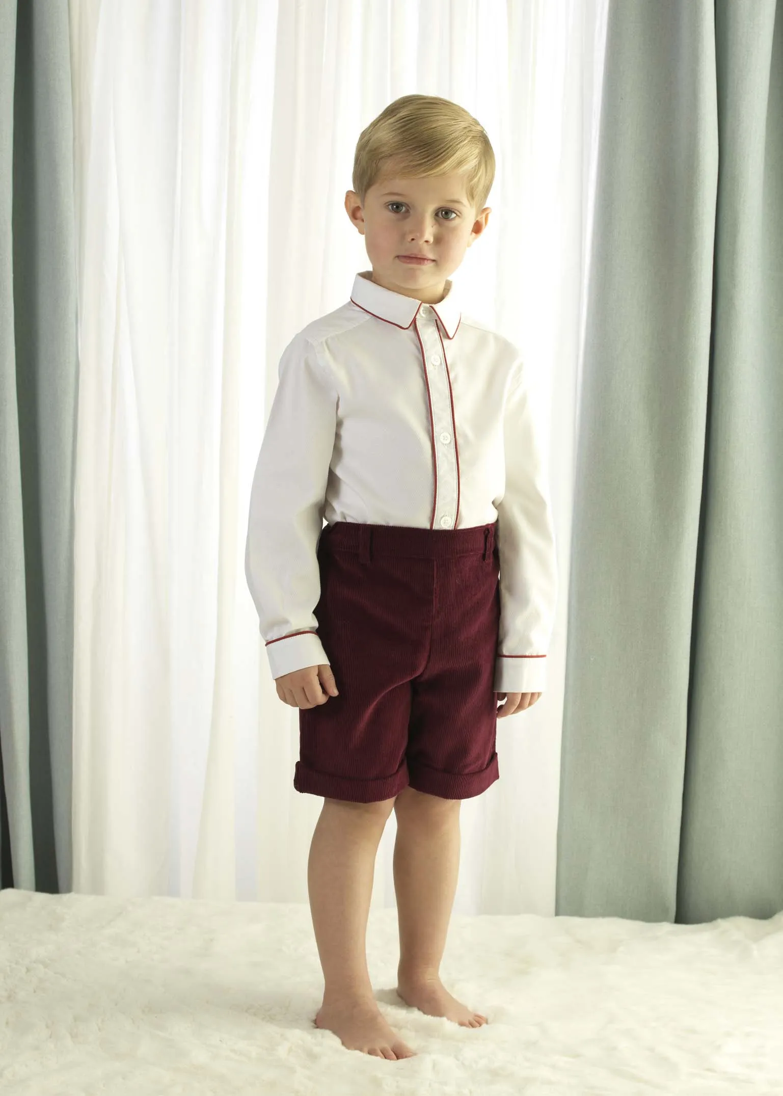 Burgundy Pique Piped Shirt