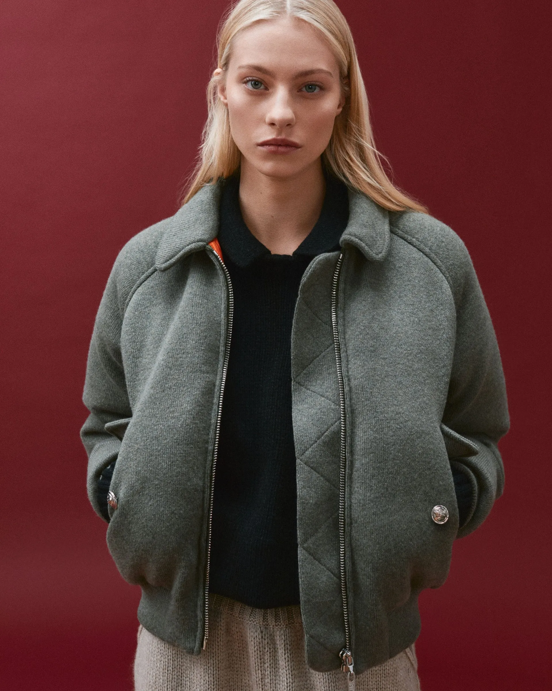 Cashmere and wool bomber jacket