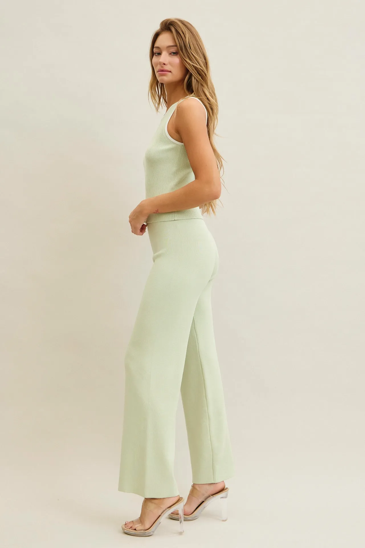Celestia Rib Knit Sleeveless Top and Pants Set