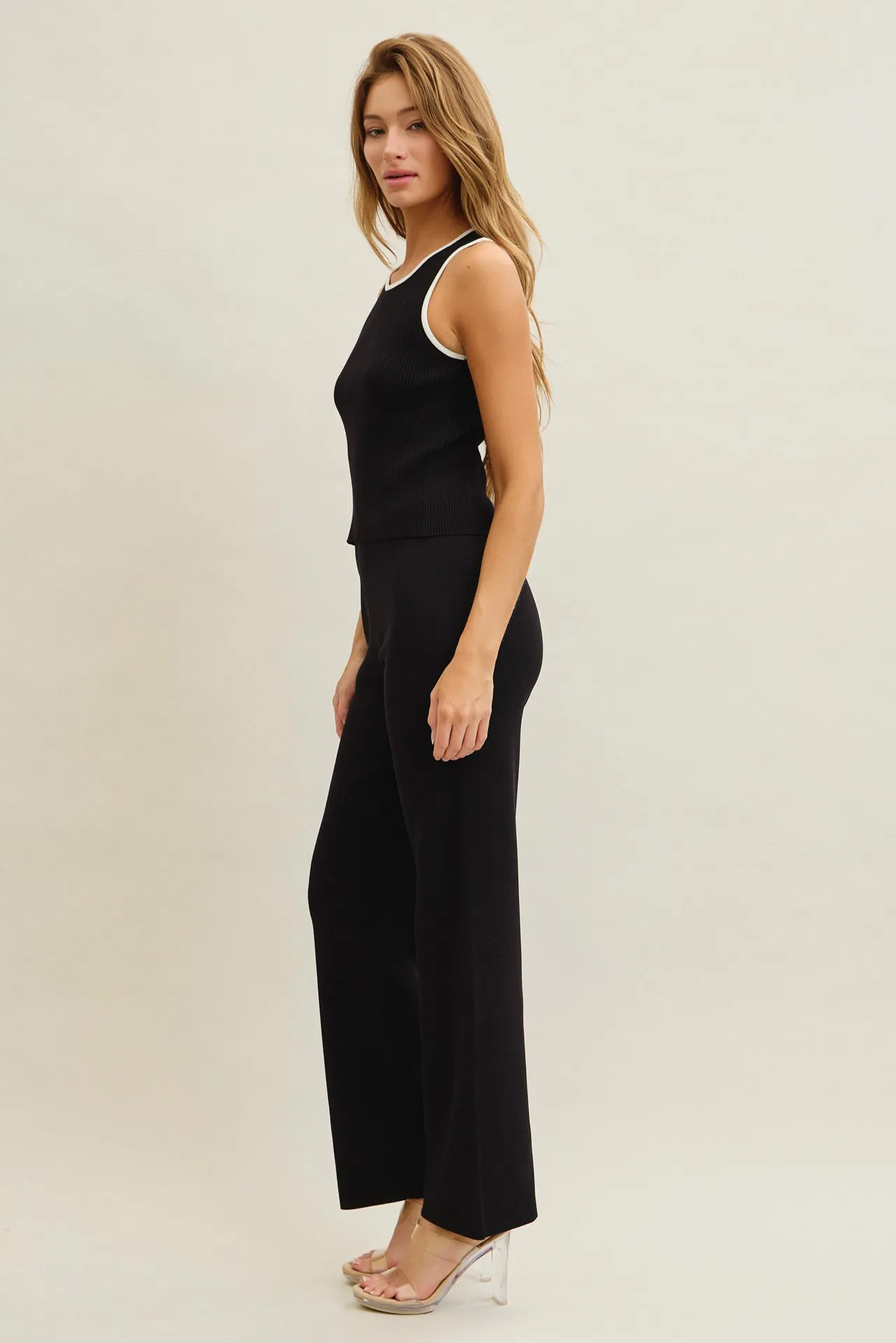 Celestia Rib Knit Sleeveless Top and Pants Set