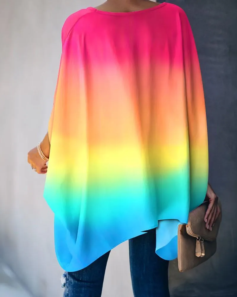 Colorful Bat Sleeve Shirt