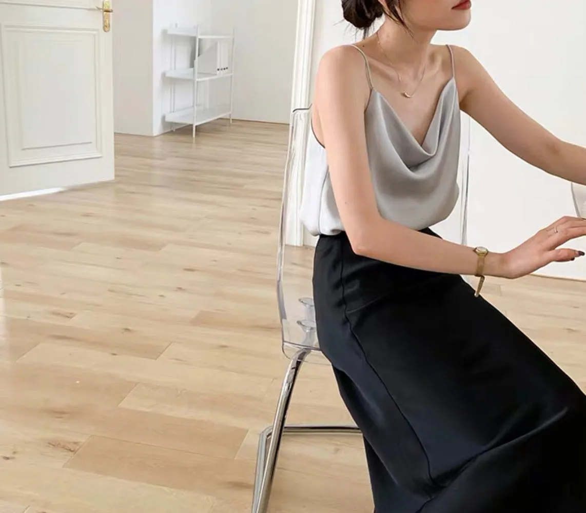 Drape Satin Camisole [2 Colours]