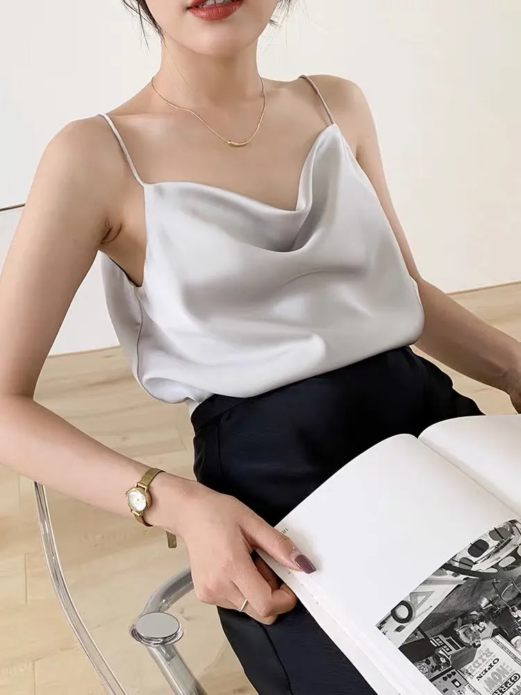 Drape Satin Camisole [2 Colours]