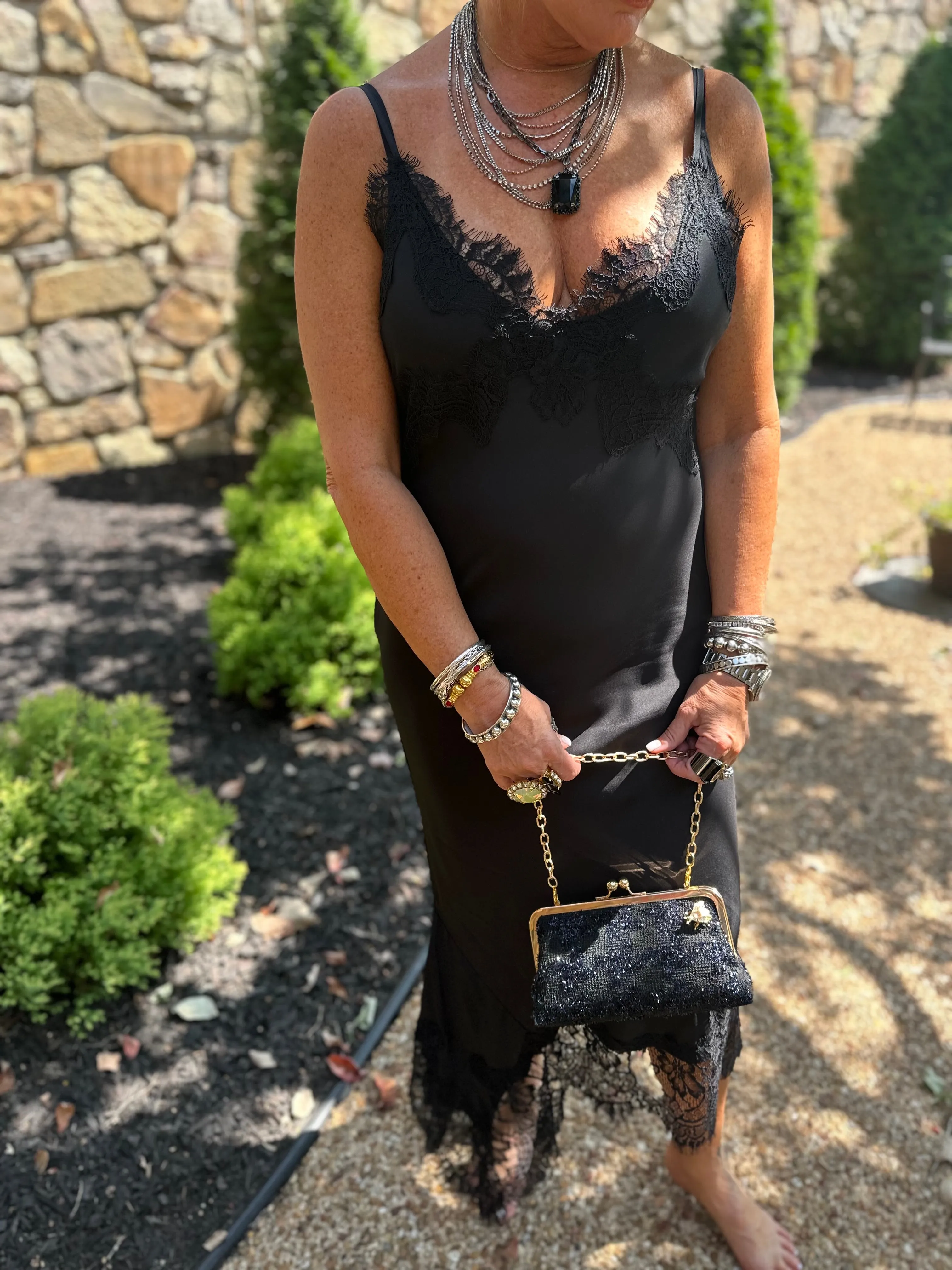 Emma Bottom Slip Dress In Black