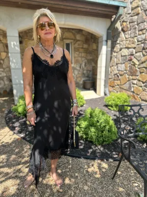 Emma Bottom Slip Dress In Black