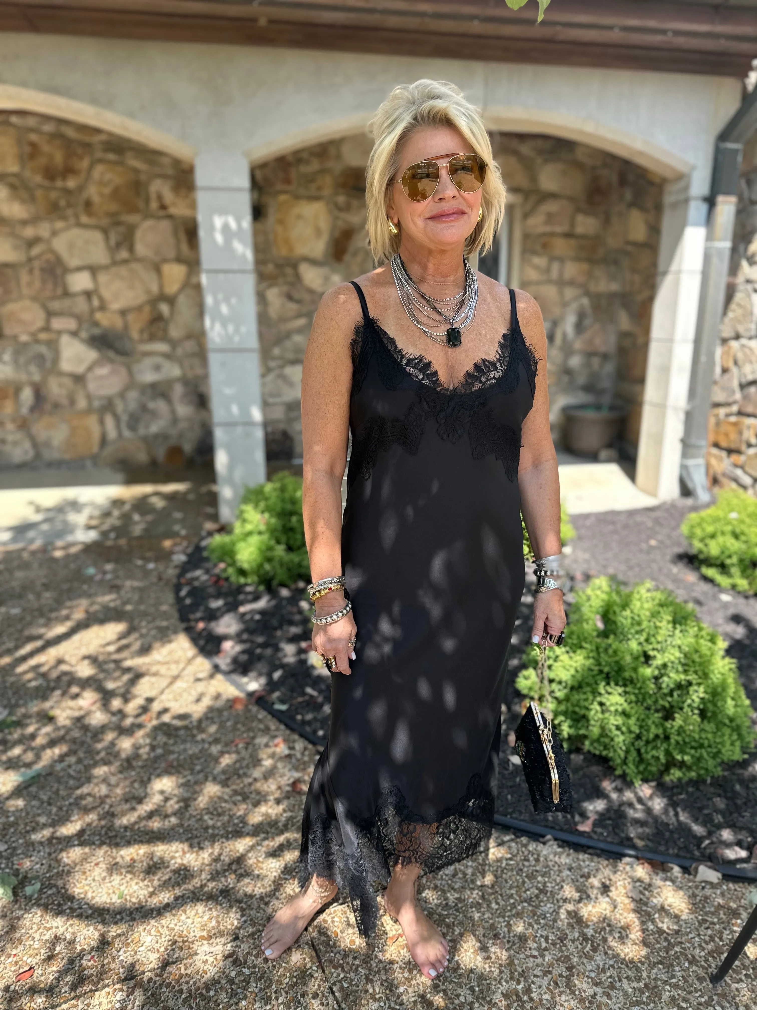 Emma Bottom Slip Dress In Black