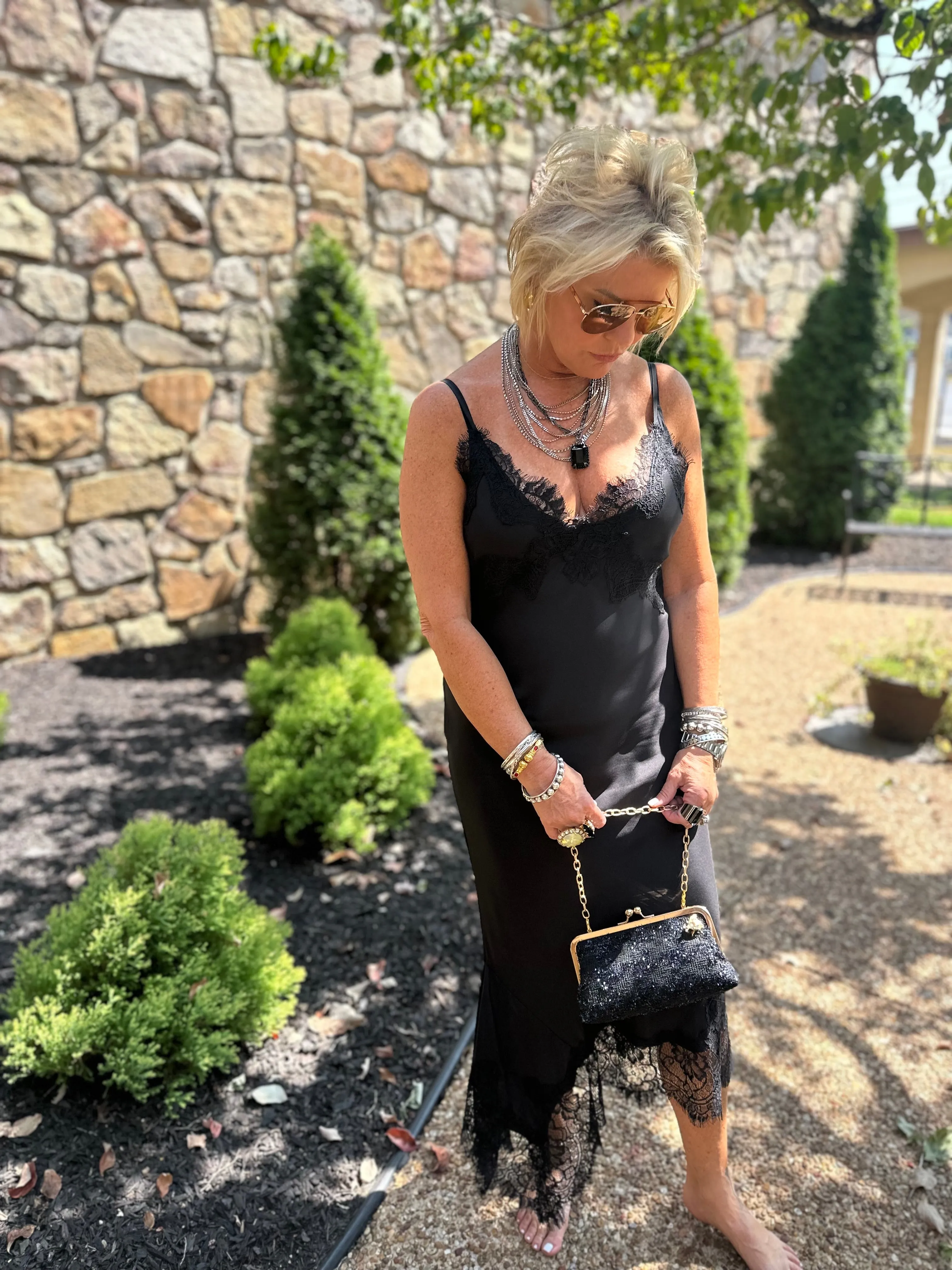 Emma Bottom Slip Dress In Black