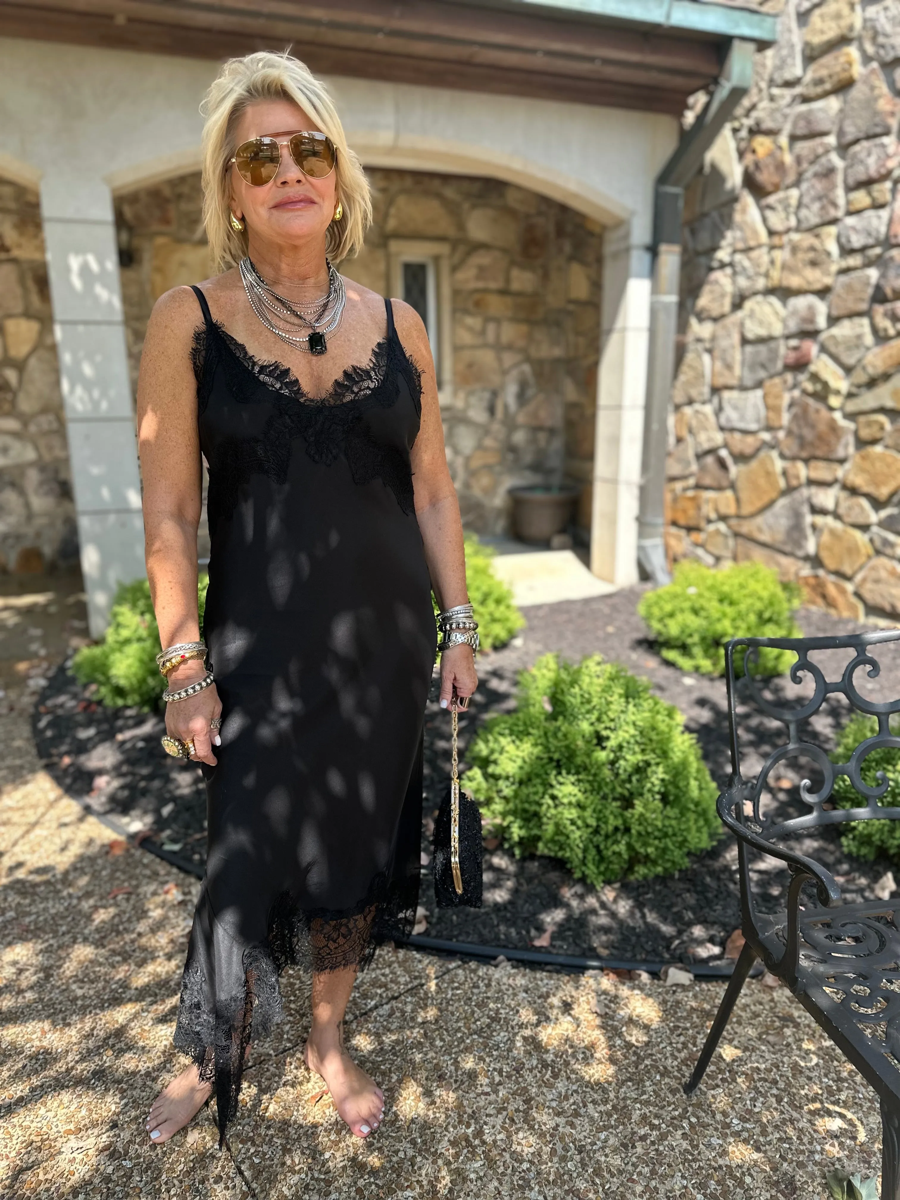 Emma Bottom Slip Dress In Black