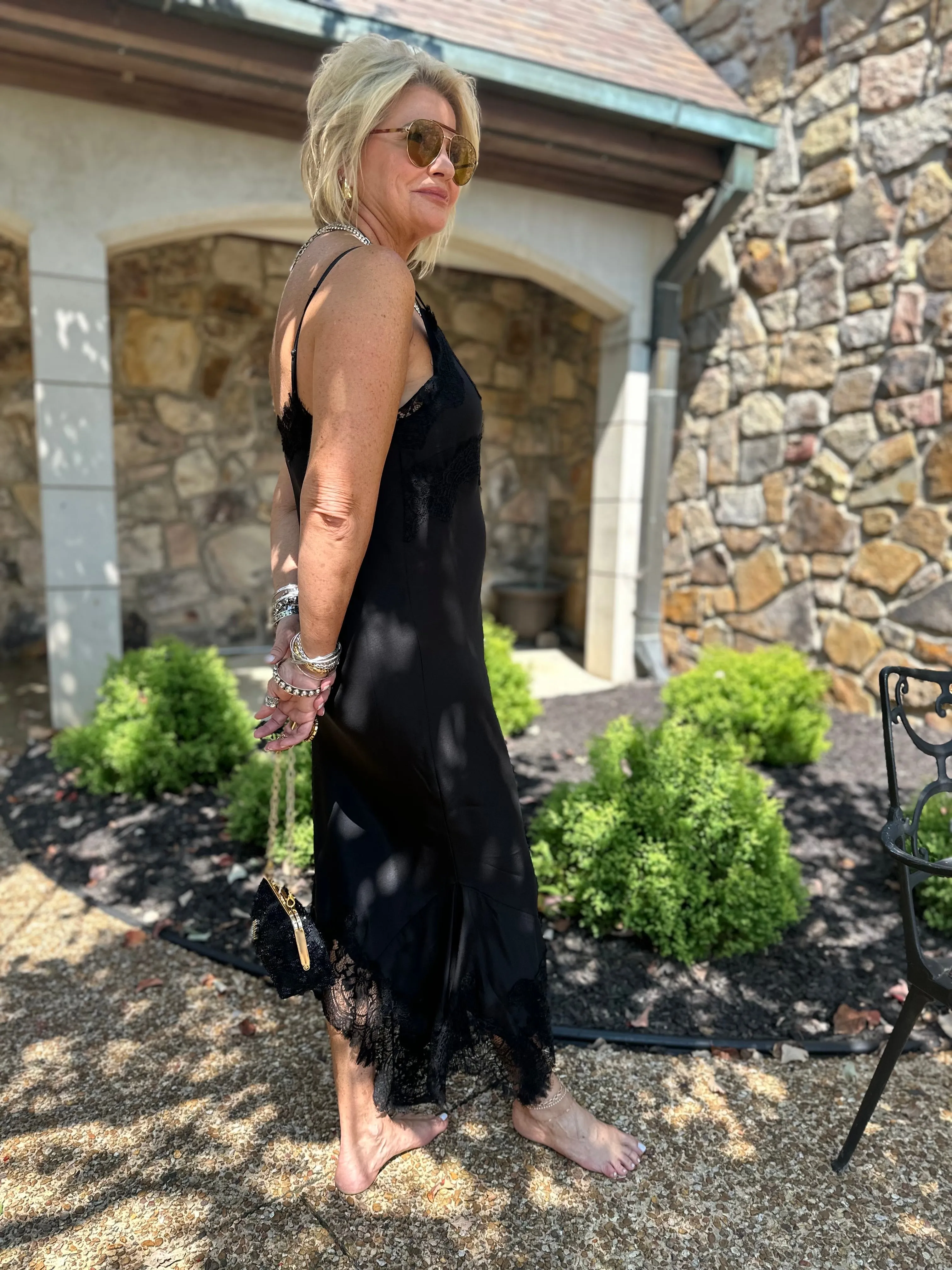 Emma Bottom Slip Dress In Black