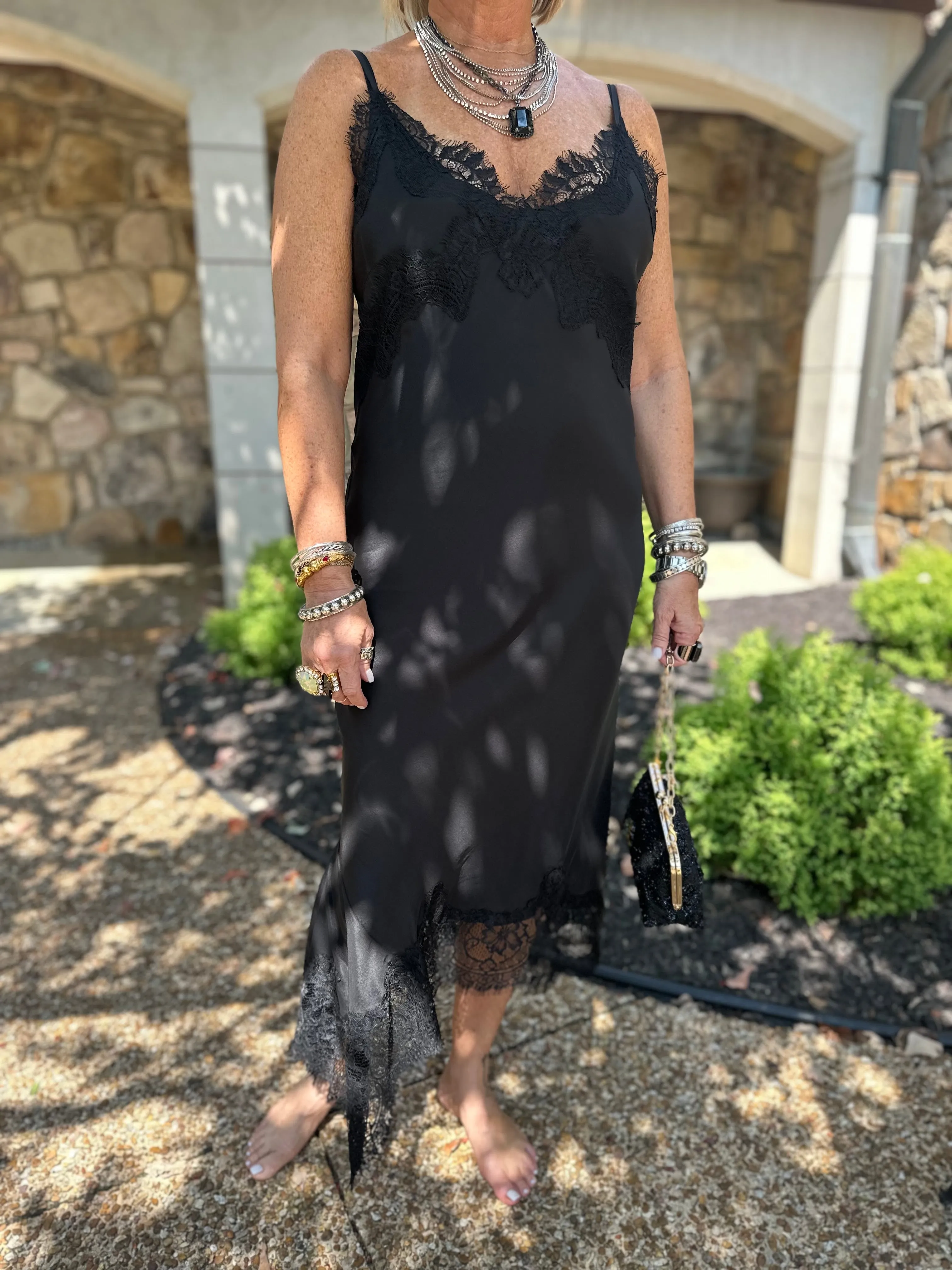 Emma Bottom Slip Dress In Black
