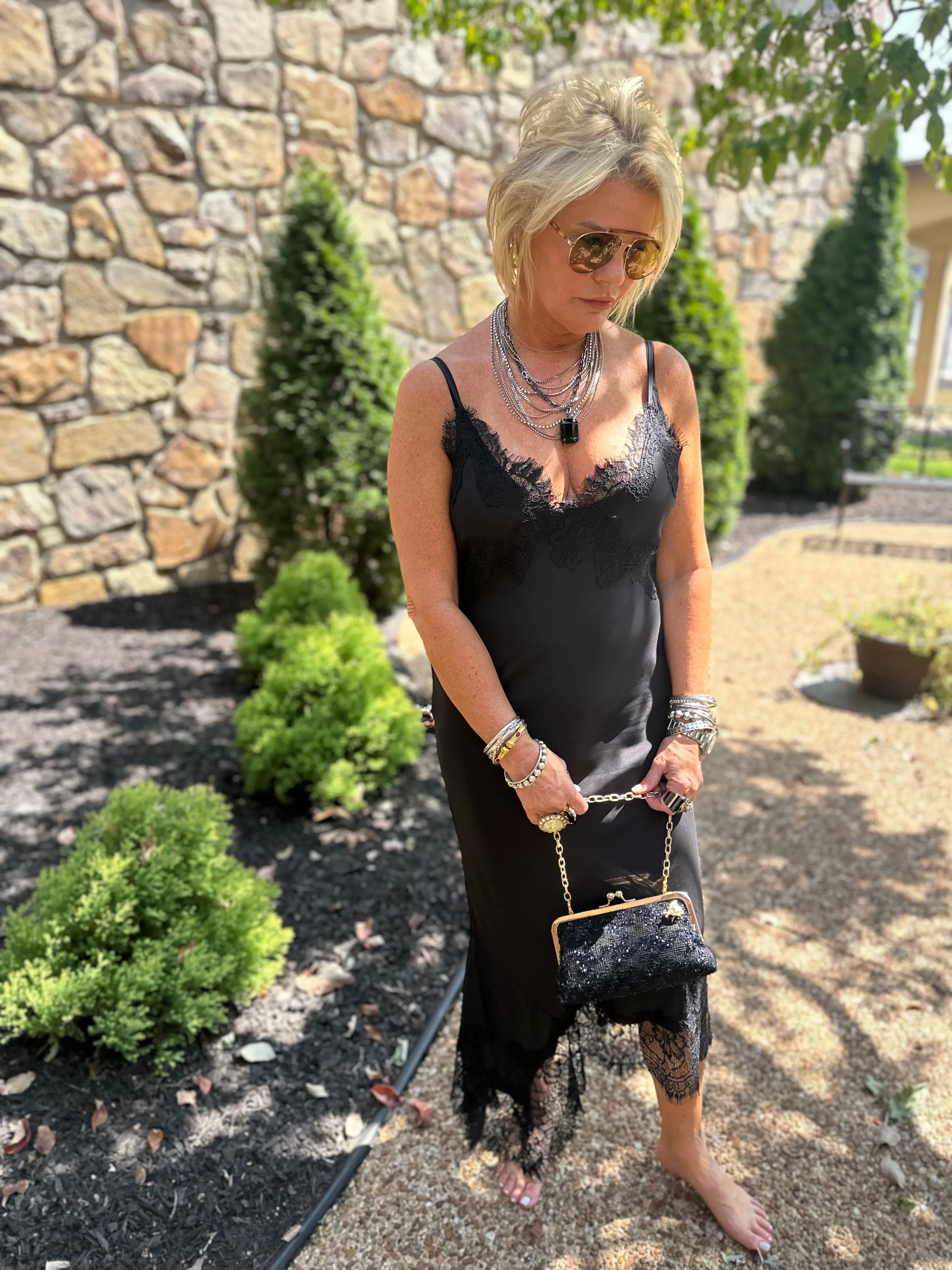 Emma Bottom Slip Dress In Black
