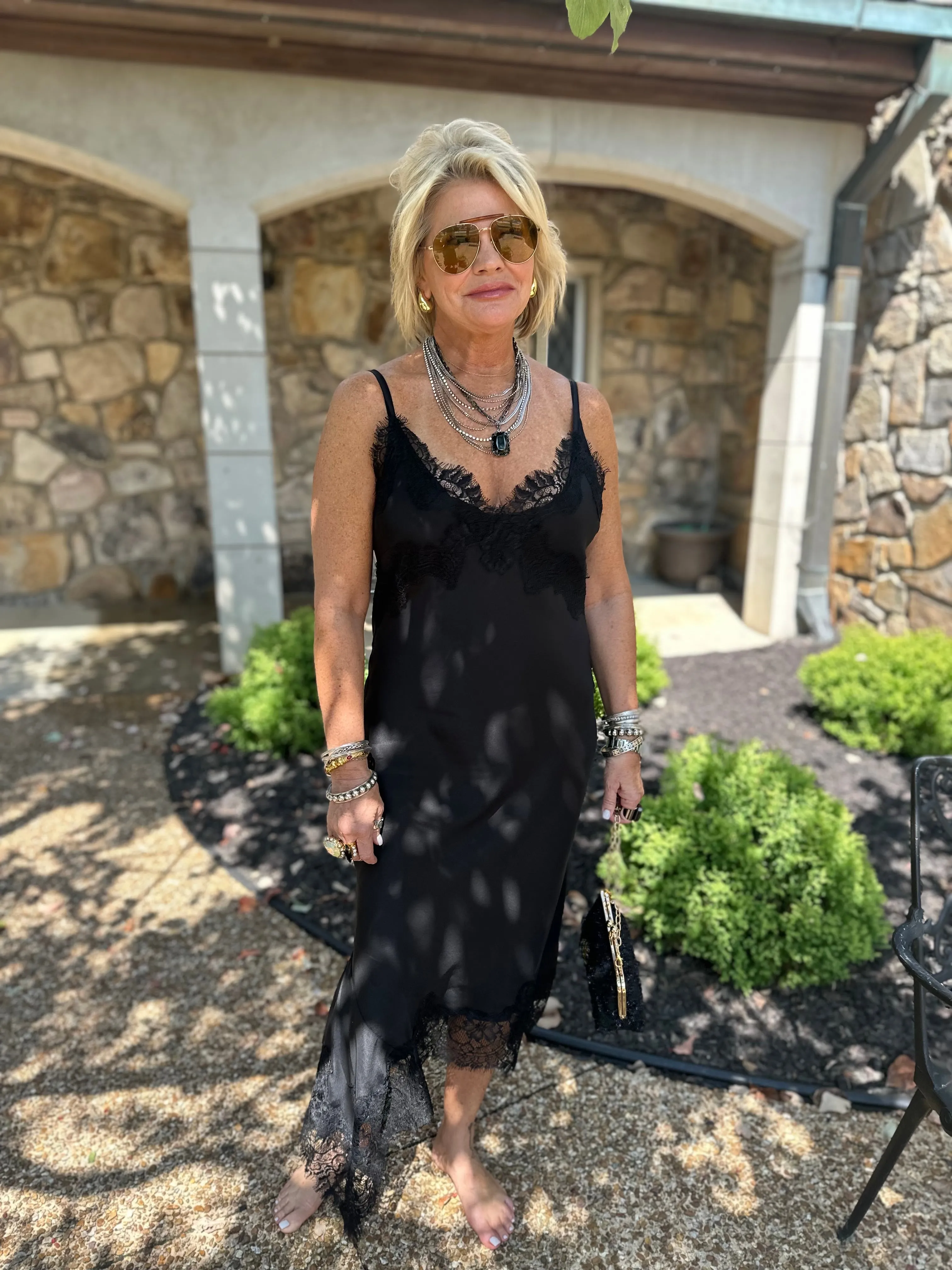 Emma Bottom Slip Dress In Black