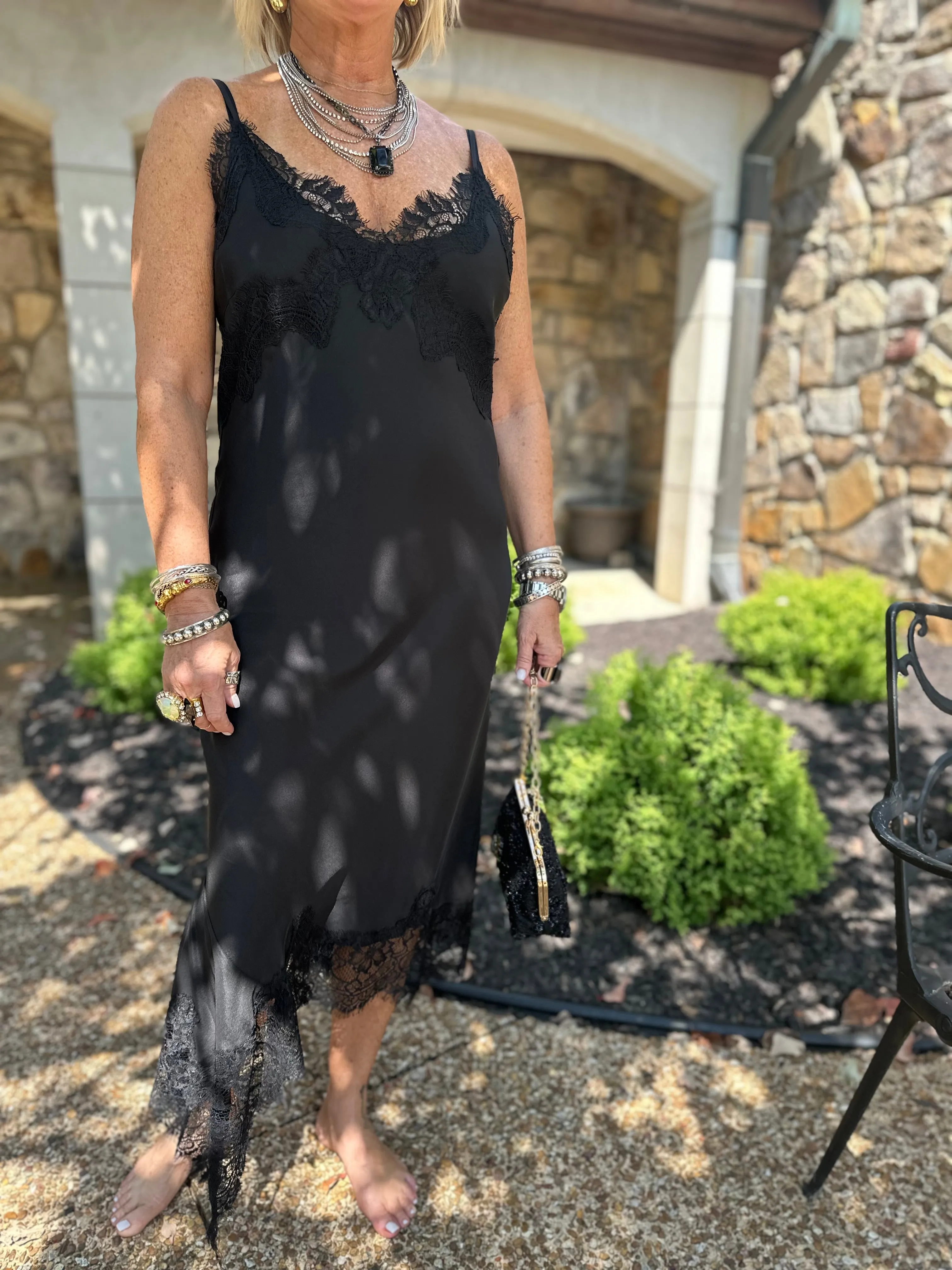 Emma Bottom Slip Dress In Black