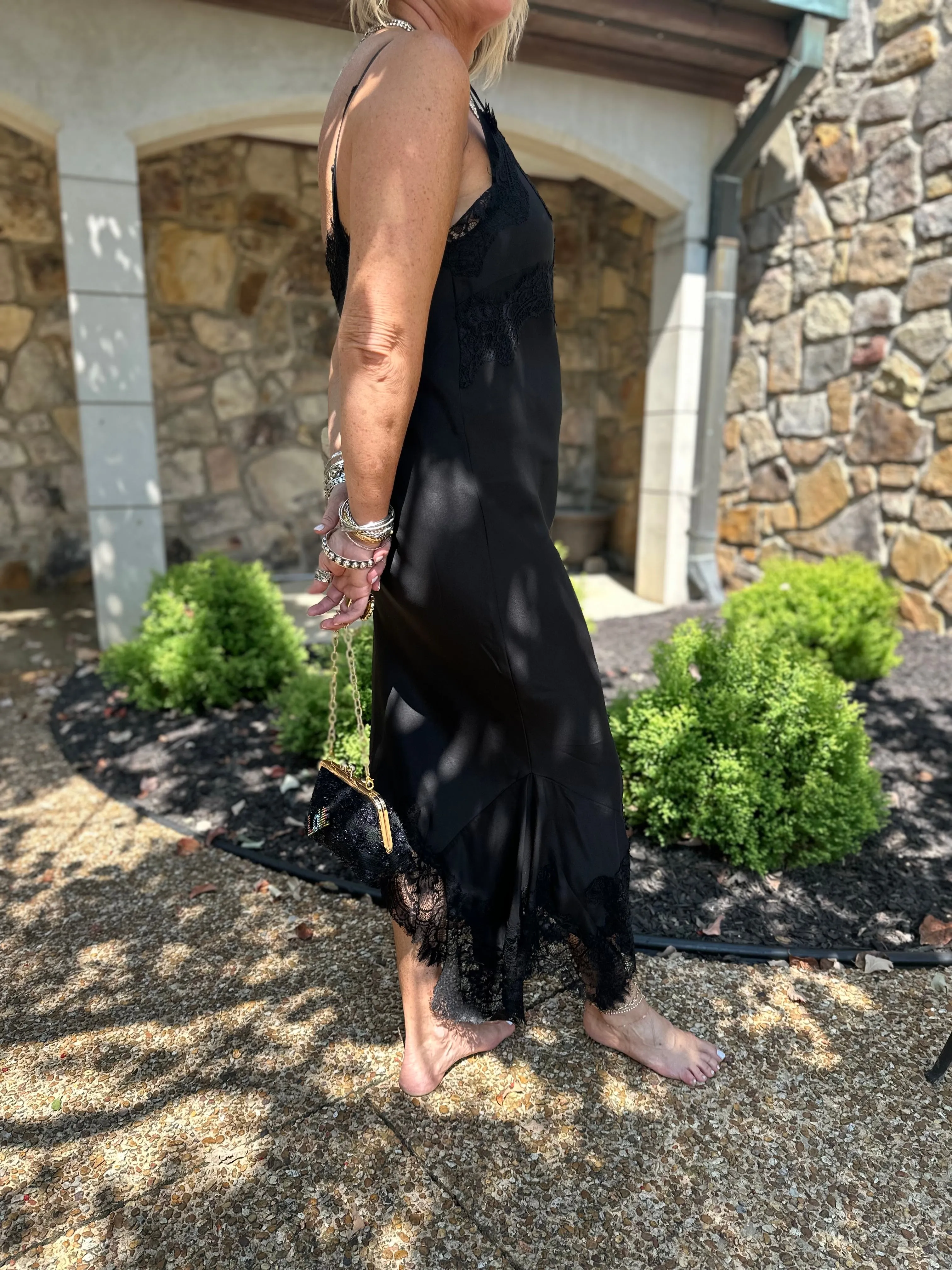 Emma Bottom Slip Dress In Black