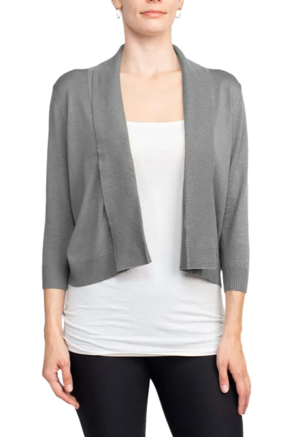 Esperanza Open Front 3/4 Sleeve Cropped Rayon Cardigan