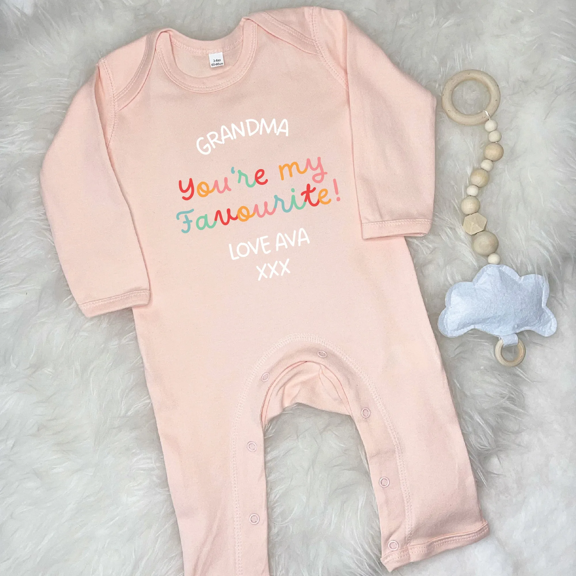 Granny/Grandad Is My Favourite Personalised Bright Babygrow