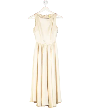 House of CB Beige Champagne Satin Midaxi Dress UK XS