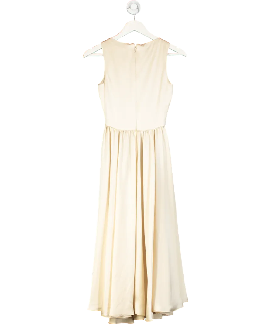 House of CB Beige Champagne Satin Midaxi Dress UK XS