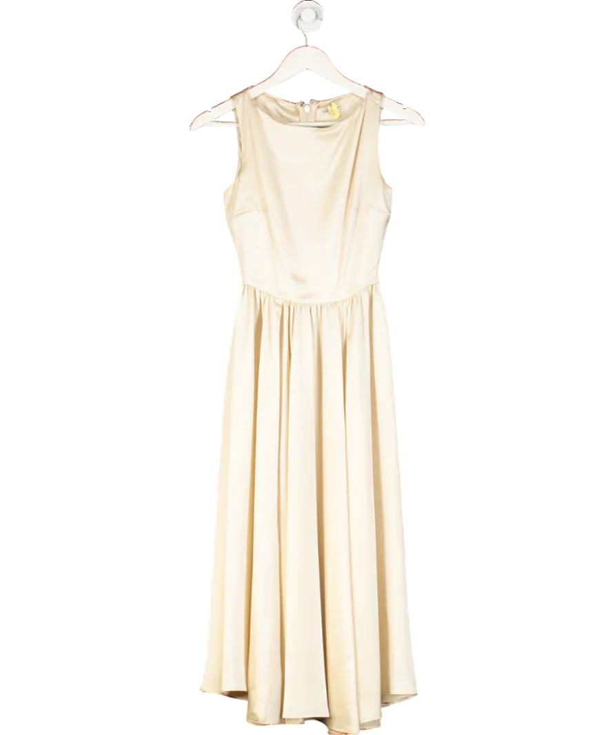 House of CB Beige Champagne Satin Midaxi Dress UK XS