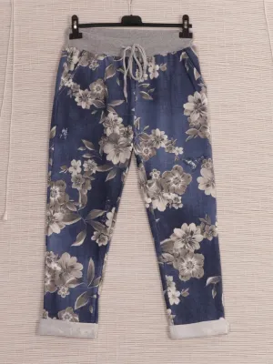 Italian Stretch Cotton Trousers ~ Dusky Rose Monochrome