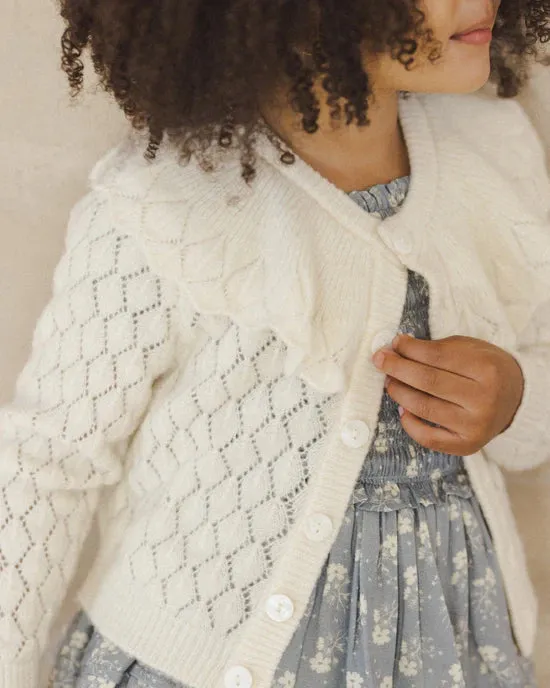 Ivory Ruffle Cardigan - Noralee