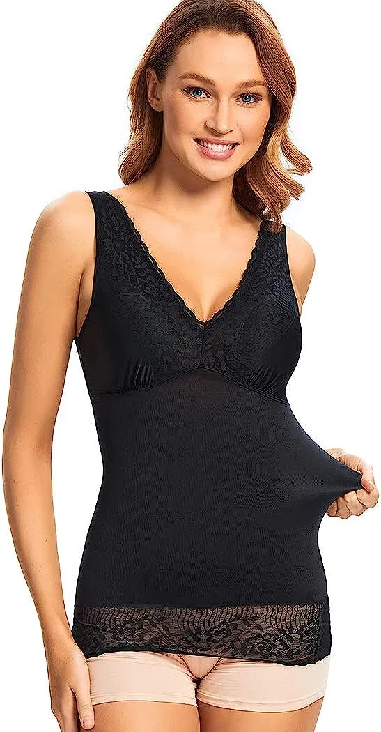Joyshaper Cami Tank Top Lace V Neck Slimming Tummy Control Camisole
