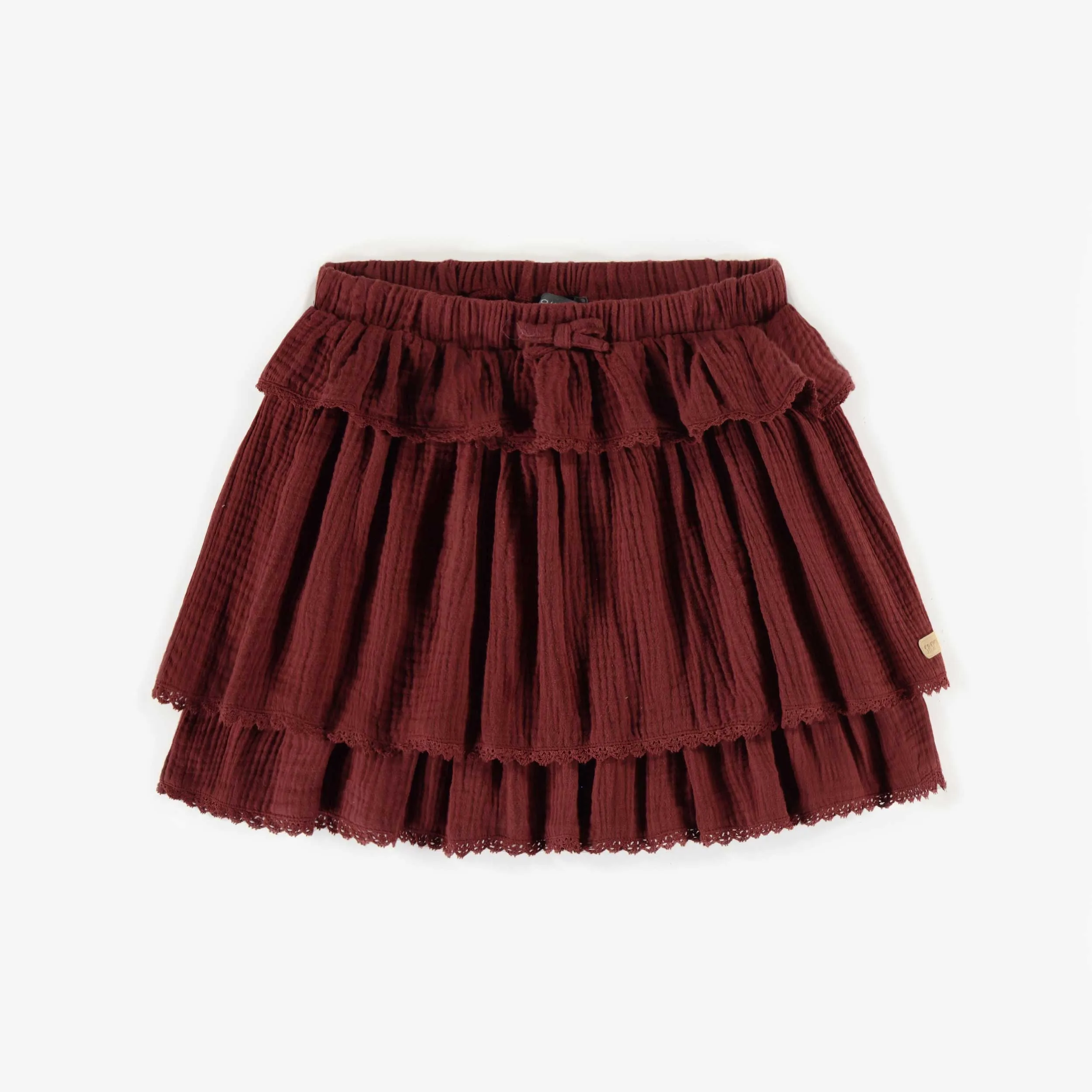 Jupe rouille en mousseline à volants étagés, enfant || Rust skirt in muslin with tiered ruffles, child