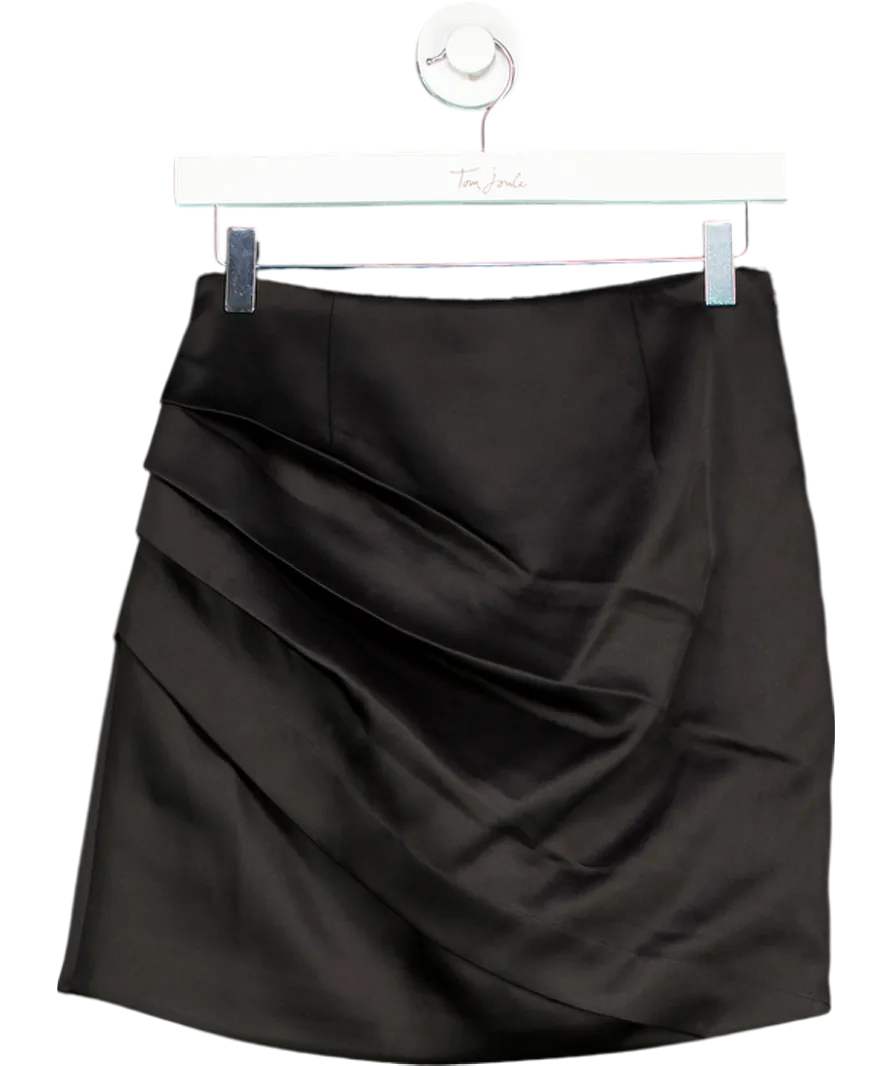Karen Millen Black Structured Viscose Satin Tailored Ruched Mini Skirt UK 8