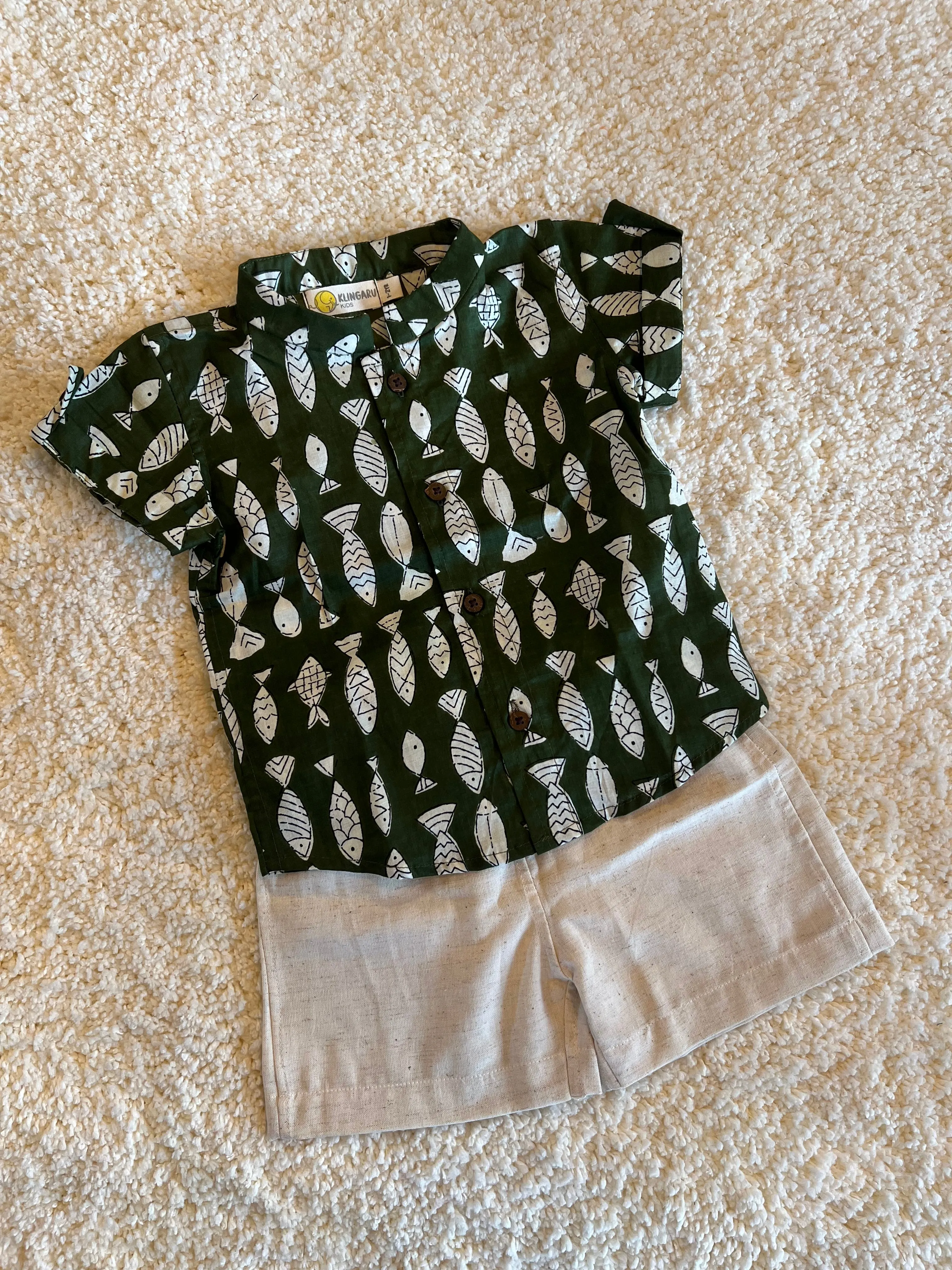 Klingaru Shirt - Moss Green Fish