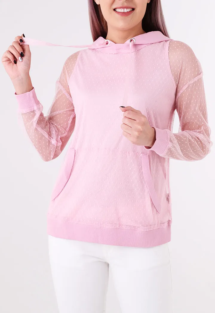 Lace Hooded Knit Top