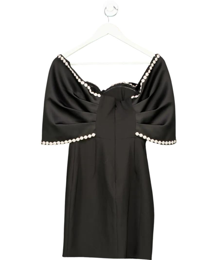 Lavish Alice Black Roxanna Bardot Embellished Volume Sleeve Mini Dress UK 6
