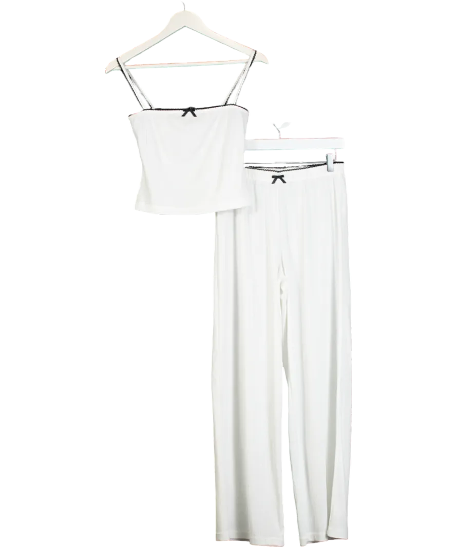 Lounge Underwear White Pointelle Pyjama Set UK S