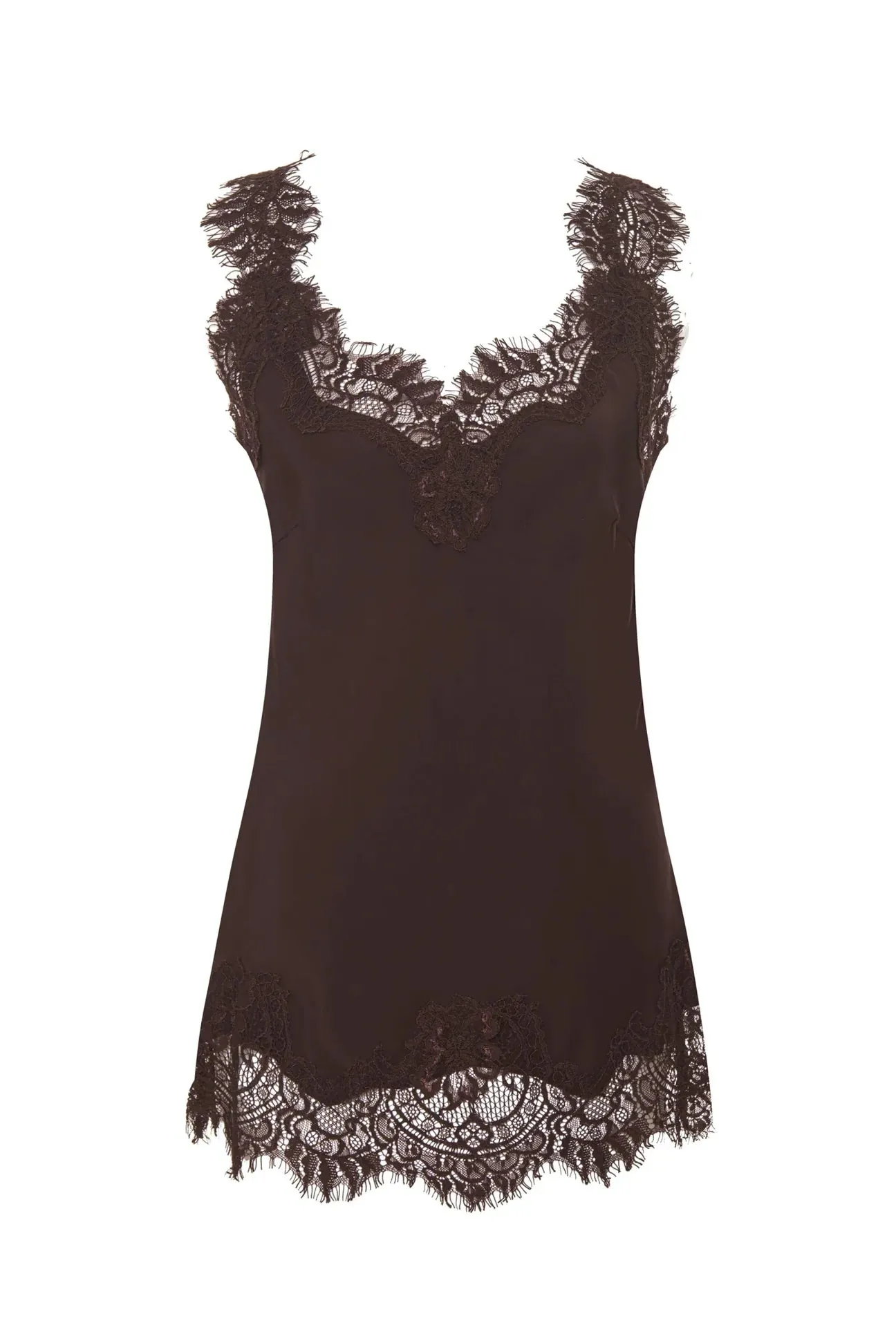 Megan Lace Tank Top in Fudge