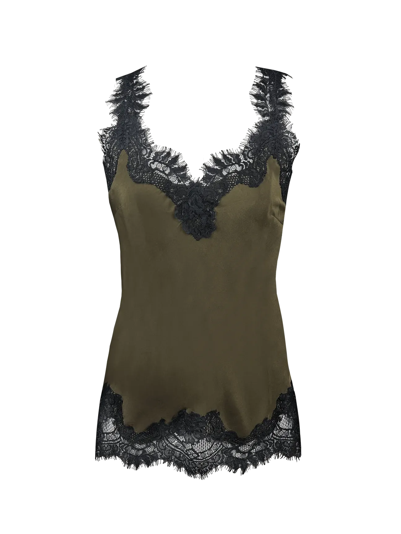 Megan Lace Tank Top in Moss Green