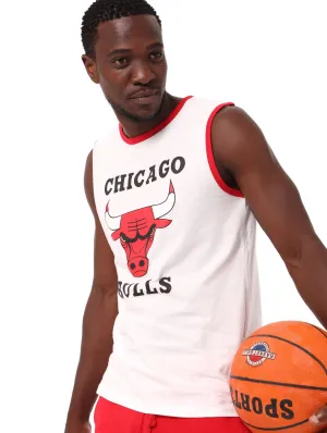 Men's Bulls Retro Cotton Vest (Straight Hem) - White