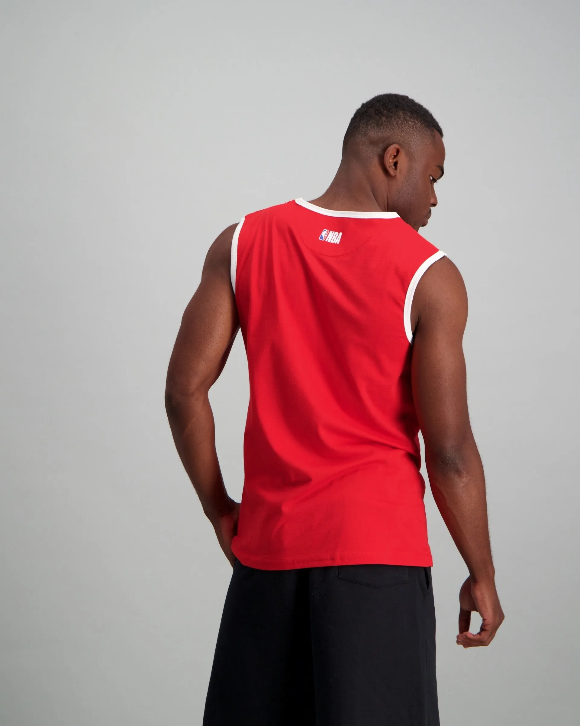 Men's Bulls Straight Hem Retro Cotton Vest - Red