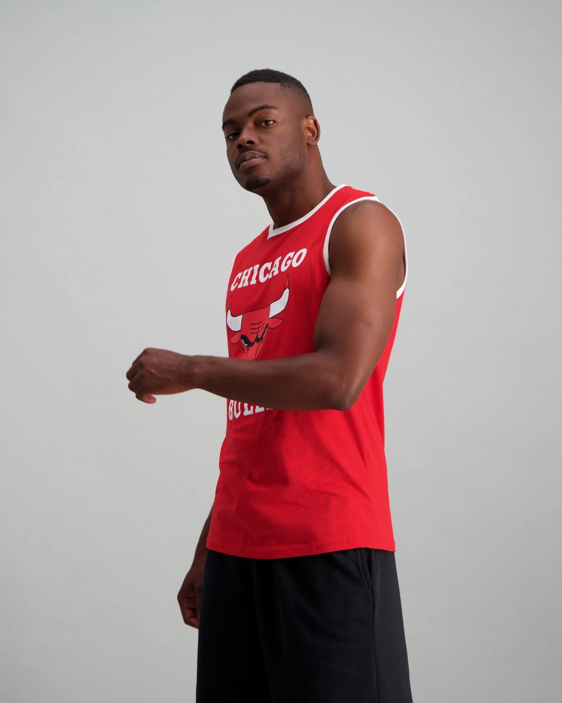Men's Bulls Straight Hem Retro Cotton Vest - Red